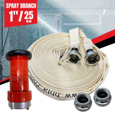 Fire Hose Spray Kit with 30m fire Hose and Adjustable PVC Spray Branch - 25mm (1") - Storz Fitting - SKU FHK-25S