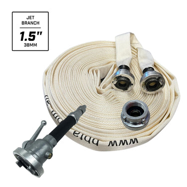 Fire Hose Jet Kit with 30m fire Hose and Aluminium Controlable Jet Branch - 38mm (1.5") - Storz Fitting