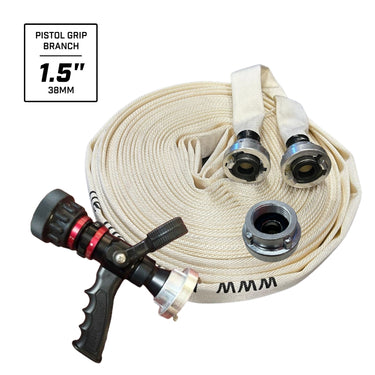 Fire Hose Pistol Grip Kit with 30m fire Hose and Adjustable Pistol Grip Branch - 38mm (1.5") - Storz Fitting