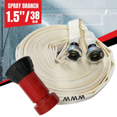 Fire Hose Spray Kit with 30m fire Hose and Adjustable PVC Spray Branch - 38mm (1.5") - Storz Fitting - SKU FHK-38S