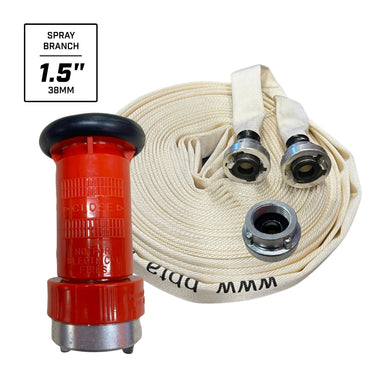 Fire Hose Spray Kit with 30m fire Hose and Adjustable PVC Spray Branch - 38mm (1.5") - Storz Fitting