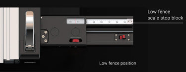 Switching between the two fence positions is effortless with the sliding scale. 