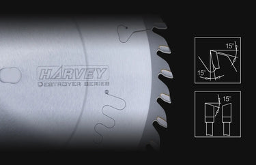 The BG52 Blade is designed to be a versatile blade that can be utilized on all types of cuts. The Hook Angle, Top Clearance Angle, and Top Bevel Angle are all designed to be 15°, which results in smooth finishes and high efficiency on both crosscutting and rip cuts. 