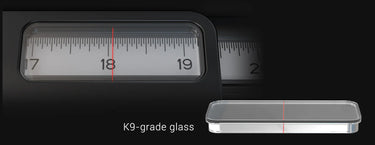 The Big Eye Rip Fence System introduces a very special scale viewer: The K9 Crystal Glass Window, boasting an impressive light transmittance of up to 92% and exceptional hardness, ensuring minimal visual errors (parallax) when reading measurements, offering superior durability and resistance to wear.