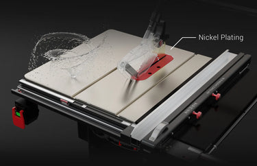 Nickel-plated Cast Iron Table
Superior Durability and Resistance: The table undergoes a chemical nickel-plating process that bonds the nickel layer thickly to the base material, reaching an impressive hardness range of 500 HV to 700 HV, significantly enhancing its durability and resistance to corrosion and wear. Extensive friction tests using wooden blocks consistently demonstrated that the nickel layer can effectively protected the table surface.

Additionally, we conducted a series of high-temperature a