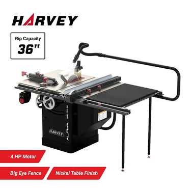 Harvey Alpha HW110S-36Pro Woodwork Dovetail Stain-less Cabinet Table Saw
