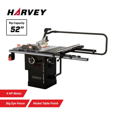 Harvey Alpha HW110S-52Pro Woodwork Dovetail Stain-less Cabinet Table Saw