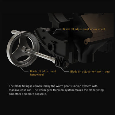 Blade tilt adjustment worm wheel