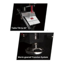 Table Tilt to 45°, Worm-geared Trunnion System