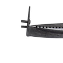 A metal diving raft or underwater support tool with threaded bolts and a perforated tube, shown on a white surface with a yellow Lufkin ruler at the top for scale.