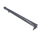 A long, curved stainless steel burner tube, likely for a stove or grill, resting on a white surface inside a white plastic bag or box.