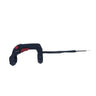 A black and red cordless rotary tool with a long metal bit, displayed on a white light box backdrop.