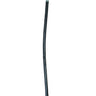 A black rubber hose with silver metal fittings on both ends, laid vertically on a worn concrete floor.