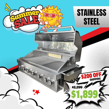 Bull BBQ 7-Burner Built-in Outdoor Kitchen with Rotisserie and Cover - Premium Stainless Steel