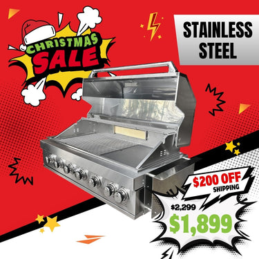 Bull BBQ 7-Burner Built-in Outdoor Kitchen with Rotisserie and Cover - Premium Stainless Steel