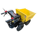 Yellow tiller with black handles on a white background