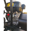 Close-up of a mechanical engine or motor on a white background