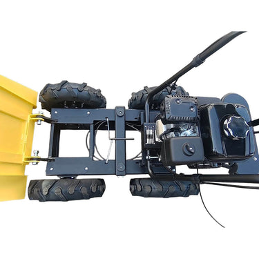 Close-up of a snow blower attachment on a white background