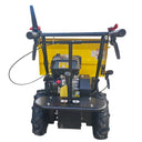 Snow blower with yellow storage bin on a white background