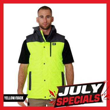 CAT Hi Vis Hooded Work Vest - Yellow/Back