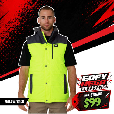 CAT Hi Vis Hooded Work Vest - Yellow/Back
