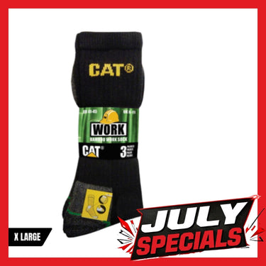 CAT Bamboo Sock 3 Pack - Black - X Large
