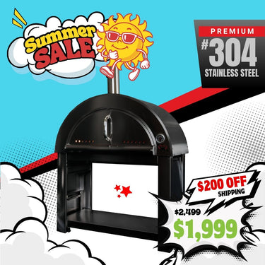 Bull BBQ Outdoor Large Wood-Fired Pizza Oven - Black Edition Premium #304 Stainless Steel