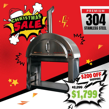 Bull BBQ Outdoor Large Wood-Fired Pizza Oven - Premium #304 Stainless Steel