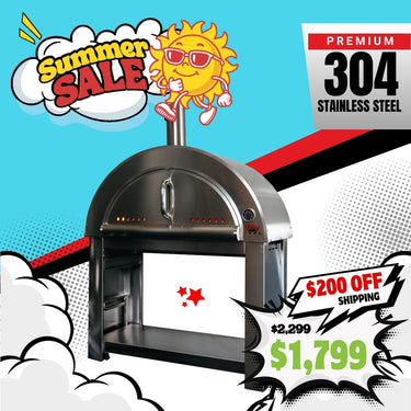 Bull BBQ Outdoor Large Wood-Fired Pizza Oven - Premium #304 Stainless Steel