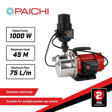 Paichi ProFlow 4500 1" High Pressure Electric Automatic Water Tank Pump - 1000W/1.4HP - 4500L/H