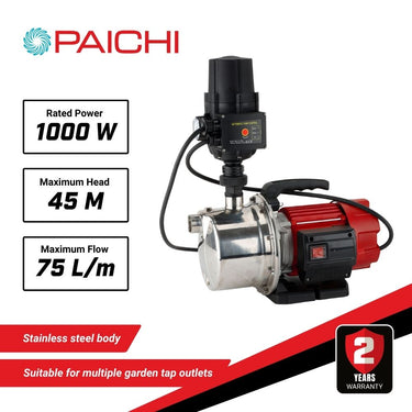 Paichi ProFlow 4500 1" High Pressure Electric Automatic Water Tank Pump - 1000W/1.4HP - 4500L/H