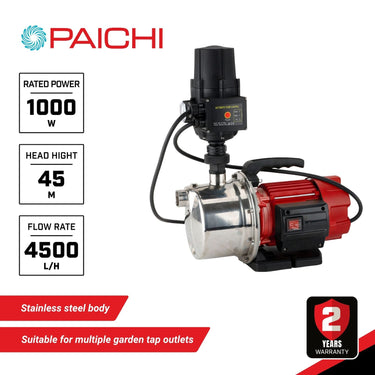 Paichi ProFlow 4500 1" High Pressure Electric Automatic Water Tank Pump - 1000W/1.4HP - 4500L/H