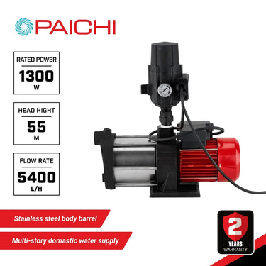 Paichi ProFlow 5400 1" High Pressure Electric Automatic Water Tank Pump - 1300W/1.8HP - 5400L/H
