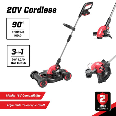 BBT Cordless Brush Cutter 3-in-1 - Brushless & 4.0Ah Lithium-ion Makita Compatible