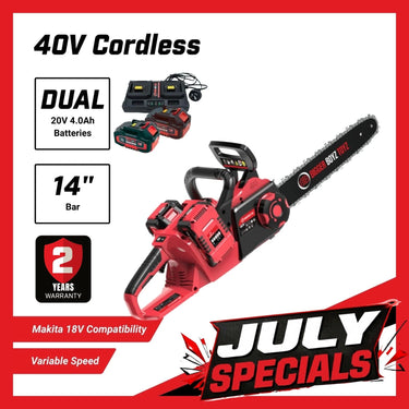 BBT 40V Cordless 14" Chainsaw - Brushless & Dual 4.0Ah Lithium-ion Makita Compatible
