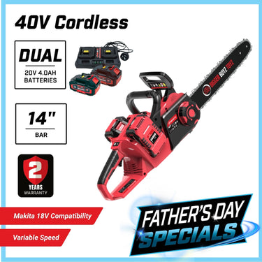 BBT 40V Cordless 14" Chainsaw - Brushless & Dual 4.0Ah Lithium-ion Makita Compatible