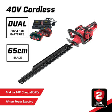 BBT 40V Cordless Hedge Trimmer - Brushless & Dual 4.0Ah Lithium-ion Makita Compatible