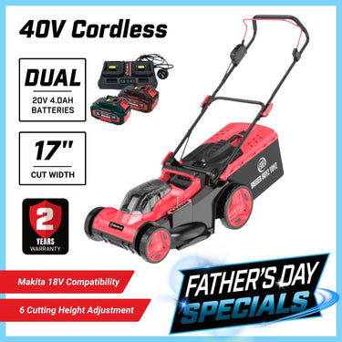 BBT 40V Cordless 17" Lawn Mower - Brushless & Dual 4.0Ah Lithium-ion Makita Compatible