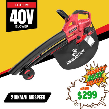BBT 40V Cordless, Brushless Blower Vacuum with Dual 4.0Ah Lithium-ion Makita Compatible Batteries