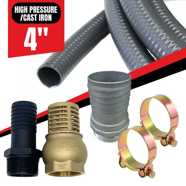 Suction Hose Kit - 4" (High Pressure - Cast Iron)