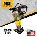 BBT Commercial 72KG Tamping Rammer Compactor - Genuine Honda GXR120 - TPM72