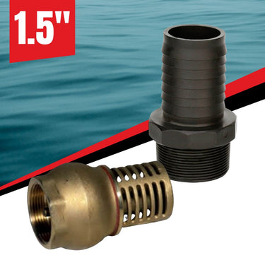 1.5" Brass Foot Valve, Non-Return with Poly Hose Tail
