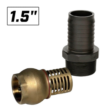 1.5" Brass Foot Valve, Non-Return with Poly Hose Tail