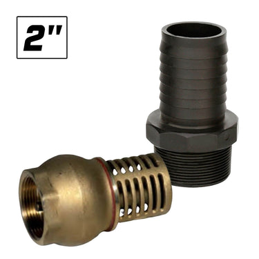 2" Brass Foot Valve, Non-Return with Poly Hose Tail