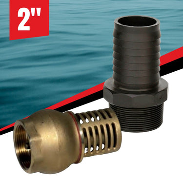 2" Brass Foot Valve, Non-Return with Poly Hose Tail