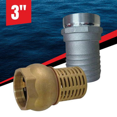 3" Brass Foot Valve, Non-Return with Alloy Hose Tail
