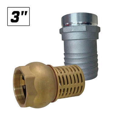 3" Brass Foot Valve, Non-Return with Alloy Hose Tail