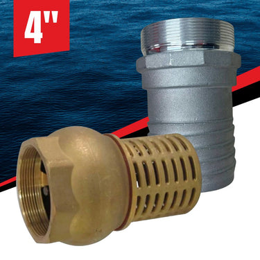 4" Brass Foot Valve, Non-Return with Alloy Hose Tail