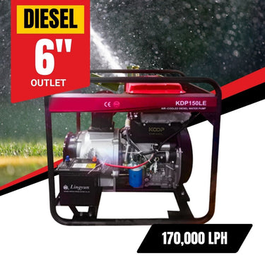 BBT 6" Diesel High Flow Transfer Water Pump - 23hp Twin Cylinder - Electric Start