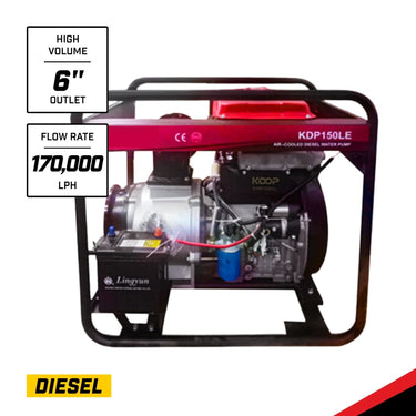 BBT 6" Diesel High Flow Transfer Water Pump - 23hp Twin Cylinder - Electric Start